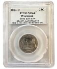 2004-D 25C Wisconsin State Extra LEAF LOW Washington Quarter PCGS MS64 Coin 332