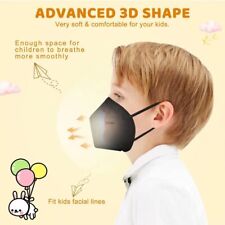 3-200Ps Kids Child Boy KN95 Face Mask Disposable Black 5 Layer Approval FFP3 95%