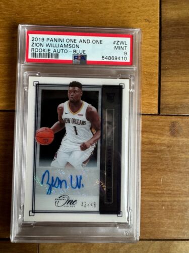 2019 Panini one and one Zion Williamson Rookie Auto Blue /99 PSA 9