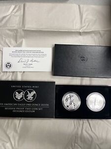 US Mint American Eagle 2021 One Ounce Silver Reverse Proof Two-Coin Set 21XJ
