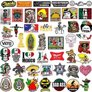 50 Pcs Mexican Stickers Funny Vinyl Mexico Tool Box Stickers for Hardhat Laptop