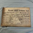New York Herald Tribune Newspaper 12/08/41 Japan Declares War WW2