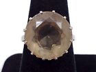 Silver Plated Vintage Ring W/ Faceted Smokey Quartz - Sz. 7.25