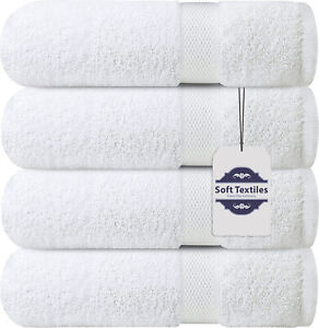 Bath Towel 4 Pack 100% Cotton Ring Spun Bath Towels Set 27x54 Inches