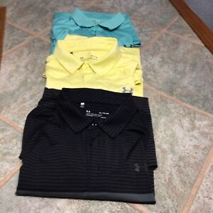 Lot Of 3 Under Armour Heatgear Loose Fit Polo Shirts - Men's Size XL
