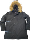 Bass Parka Coat Mens L Down Puffer Goose Jacket Fur Lined Heavy Winter