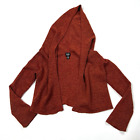 EILEEN FISHER Hooded Crop Wool Cardigan Sweater Orange Open Women's Petite Small