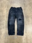 Vintage Carhartt Faded/Distressed Double Knee Black Carpenter Pants Size 36x32