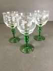 Vintage Crystal Sherry Port Wine Green Stemmed Glasses 3 Oz set of 3