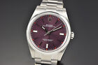 Mens Rolex Oyster Perpetual Red Grape Dial Stainless Steel 39MM 114300