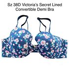 Victoria's Secret Bra Size 38D Blue Floral Convertible Demi Underwire Seamless