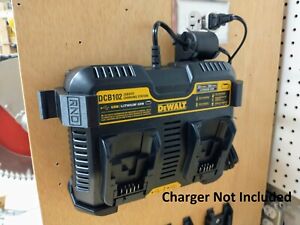 Wall Mount for DeWalt DCB102 Charger with Optional Battery Mounts, Made in USA