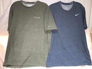 Men's Large T-Shirts Khaki Columbia & Blue Nike lot of 2