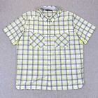 Under Armour Shirt Men XXL Yellow Gray Plaid Short Sleeve Button Up Outdoor Vent