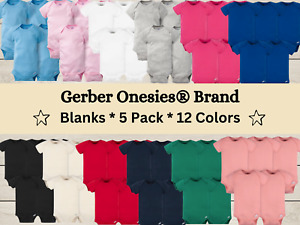 5 Pack of Gerber Onesies® Brand - 12 Colors 0-3, 3-6, 6-9, 12 and 18 months New