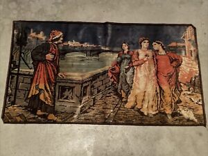 Vintage Mid Century Velveteen Tapestry Table Wall Hanging 38