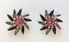 Vintage Judy Lee Pinwheels Daisy Purple Shades Clip On Earrings