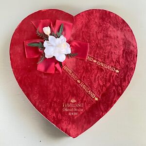 Vintage Valentine's Day Heart Shaped Haviland Chocolate Candy Box 2 Pound Red
