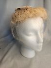 Vintage Cream Ostrich Feather Hat By Norman Paulvin New York (tear in netting)