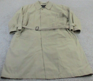 Jos A Bank Trench Coat Mens 50L Beige Tan Belted Single Breast Removable Lined