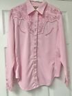 SCULLY PINK SIZE XL WESTERN EMBROIDERED SHIRT PEARL SNAPS WOMEN'S COWGIRL VTG
