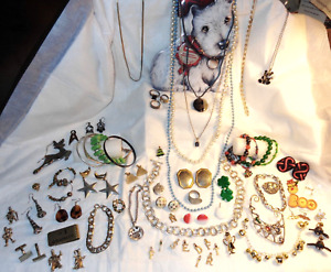 New ListingCLASSIC Vintage COSTUME JEWELRY LOT CHARMS, RINGS, NECKLACES, EARRINGS, BRACELET