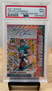 2021 Mosaic Trevor Lawrence Rookie Autograph Red & Yellow Fusion PSA 9 MINT Auto