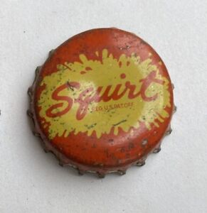 Squirt SODA crown bottle cap can flat ACL top cone top label grapefruit tin RED