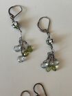 Sterling 925 Silver Multicolor Natural Stones And Crystals  Earrings Lot Of 2
