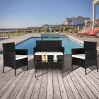 4 PCS Outdoor Patio PE Rattan Wicker Table Set Sofa Furniture w/ Cushion Black