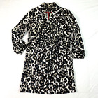 Dana Buchman Rain Trench Coat Womens Large Waist Belted Leopard Animal Print Red