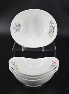 Set of 4 VTG Eva Zeisel Hallcraft Bouquet Ceramic Oval Fruit Dessert Bowls 5.75