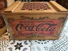 Mint 1993 Coca Cola Wood Wooden BottleStorage Chest Crate Box w/ Checkers Lid