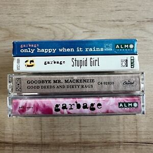 4x GARBAGE Cassette Tape Lot RARE 90s Alternative Grunge Self Titled Stupid Girl