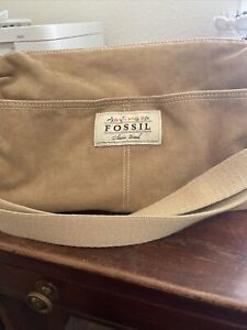 Pocketbook Bag Fossil Soft Mcm Boho Brown Authentic Brand Feel Canvas Corderoy