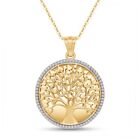1/4ct Tree of Life Pendant Necklace Natural Round Diamond 10K Yellow Gold
