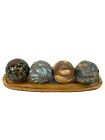 3 1/2' Decorative Sphere Orbs With Bamboo Platter 17.5”