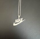 20” Nike Swoosh Pendant + Necklace Silver Plated Stainless Steel