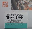 HD HOME DEPOT Coupon of 15% OFF Your next IN-STORE Purchase Max $200 to 5/26/24
