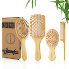 Bamboo Hair Brush and Comb Set for Women Men and Kids,Natural Bamboo Wood Wide