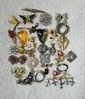 Huge Lot Of Pins Brooch, Vintage To Modern, Costume Jewelry Rhinestones
