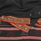Sanskriti Vintage Black Sarees Cotton Silk Hand-Woven Tant Special Sari Fabric