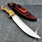 Schrade Uncle Henry Golden Spike Fixed Blade Hunting Knife with Leather Sheath
