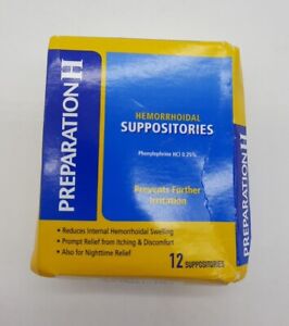 Preparation H Hemorrhoid Suppositories 12 Count Exp 6/25 Distressed Box