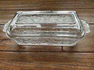 Vintage Etched Glass Butter Dish With Lid