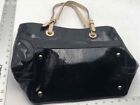 Michael Kors Womens Black Monogram Leather Inner Pockets Double Handle Tote Bag
