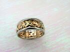 14K TRI TONE GOLD FLORAL BAND RING*PROVENANCE*HEAVY*11 gr*SIZE 8.75