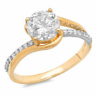 1.72 ct Round Cut Lab Created Diamond Stone 14K White/Yellow Gold Ring