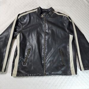 Whispering Smith 1967 Men's XL Black  Faux Leather Biker Jacket / Coat Quilted