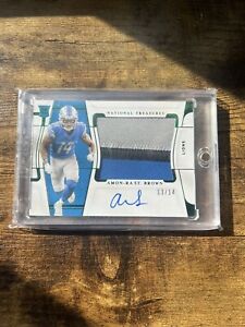 2021 National Treasures Amon-Ra St. Brown #13/14 Emerald Rookie Patch Auto RPA